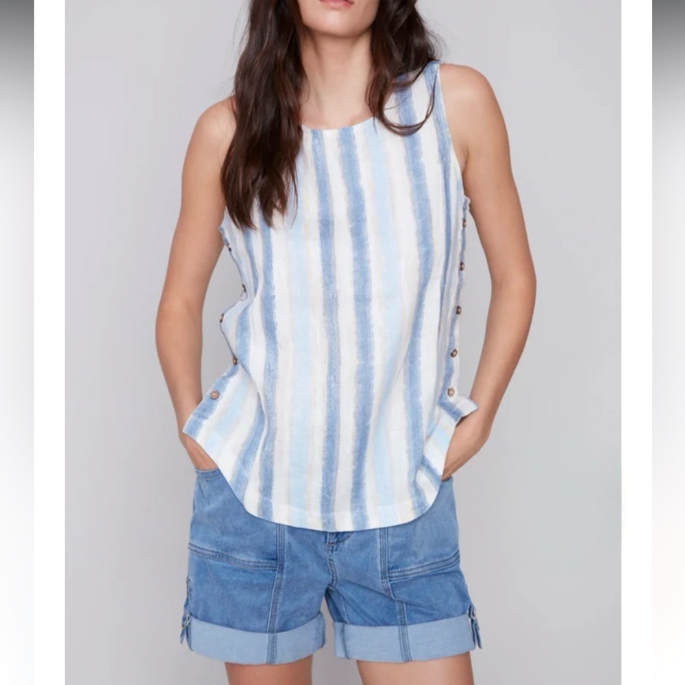 Charlie B linen Blouse Nautical NWOT